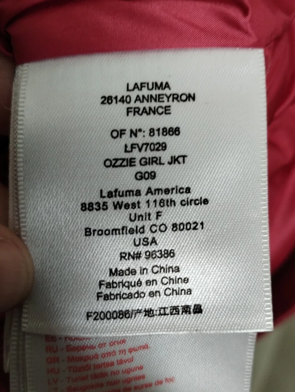 Lafuma zipper button